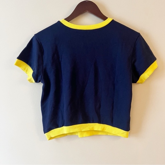 Anthropologie Daily Practice Shrunken Cape May T-shirt Size XS Navy & Yellow NEW - Picture 9 of 9